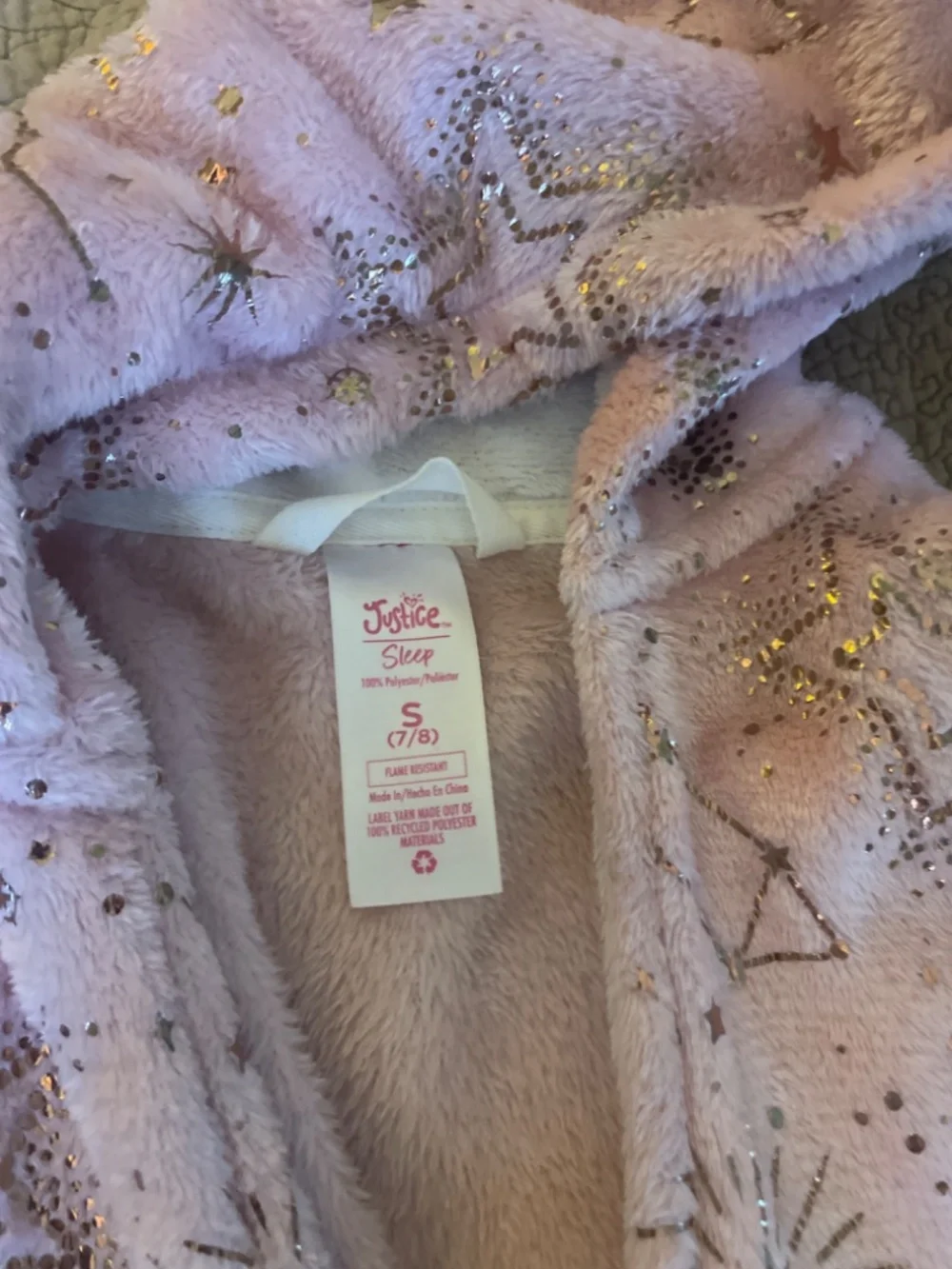 Girls Tie front fuzzy robe 7/8